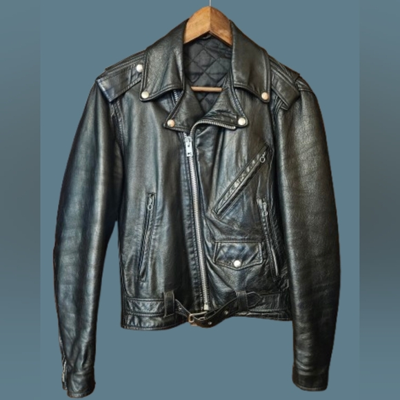 *Excelled Classic Perfecto Leather Motorcycle Jacket Made In USA Unisex - Picture 1 of 11